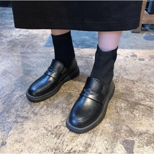 Lolita Shoes Platform Black Shoes Women Round Toe Mary Jane Shoes Boots D657