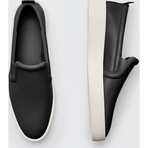 Flats Shoes Women 2021 Autumn Genuine Leather Black Casual Lazy Platform Loafers Vulcanized Shoe Sport Sneakers Zapatillas Mujer