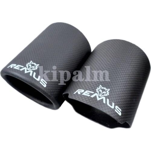 REMUS Car Universal Exhaust Pipe Matte Carbon Fiber Cover Exhaust Muffler Pipe Tip Carbon Fiber Case Exhaust Tip housing
