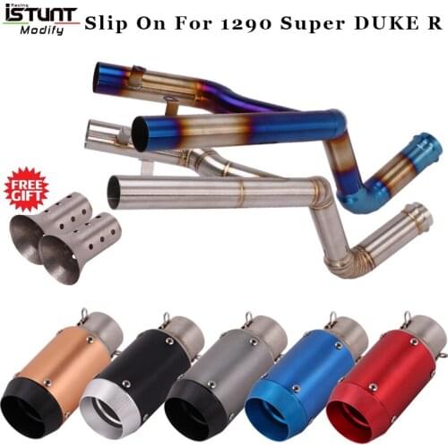 Slip On For 1290 Super DUKE R Motorcycle Exhaust Full System Modified Double Hole GP Escape Moto Muffler Middle Link Pipe