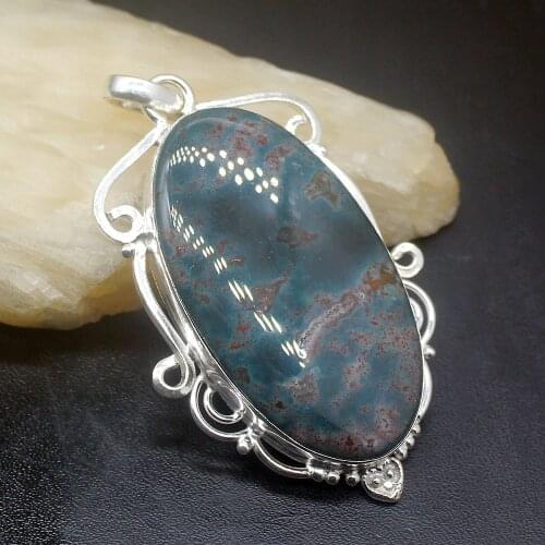 Gemstonefactory Jewelry Big Promotion Single Unique 925 Silver Natural Big Green Ghost Quartz Women Lady Necklace Pendant 0261