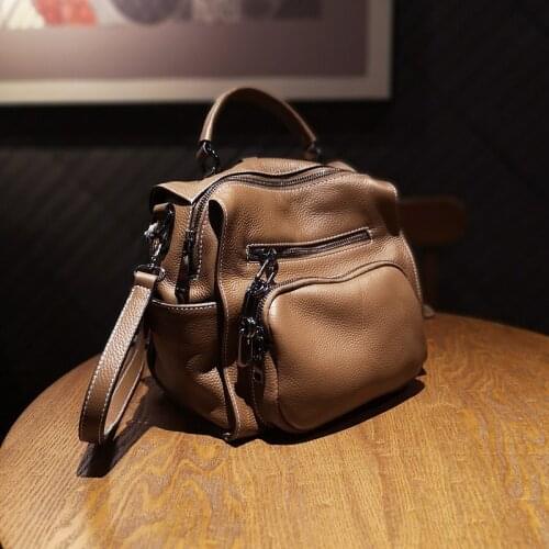 Women Soft Cow Leather Backpacks High Quality Female Vintage Backpack For Girls School Bag Korean Style Travel Bagpack