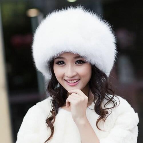 2021Women Hats Lady Russian Tick Fluffy Imitation Fox Fur Hat Headband Winter Earwarmer Ski Hat Female Hats For Autumn Winter