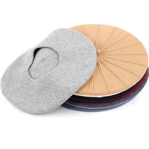 Women Wool Blend Fashion Beret Hat Solid Color Slouchy Winter Warm Hats French Style Bonnet Caps For Girls Lady Female Cap