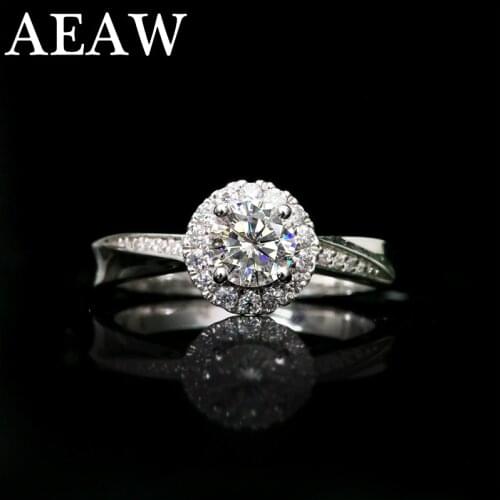 10K 14K 18K White gold 0.5ct Moissanite Engagement Ring For Women white gold plated silver