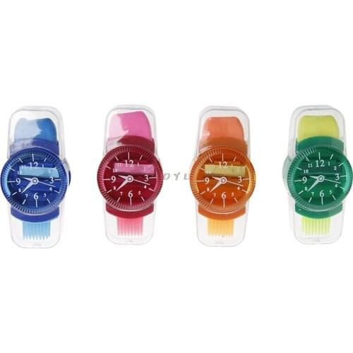 1Pc Creative Grinder Cartoon Watches Sliced Pencil Sharpener With Erasers Brush