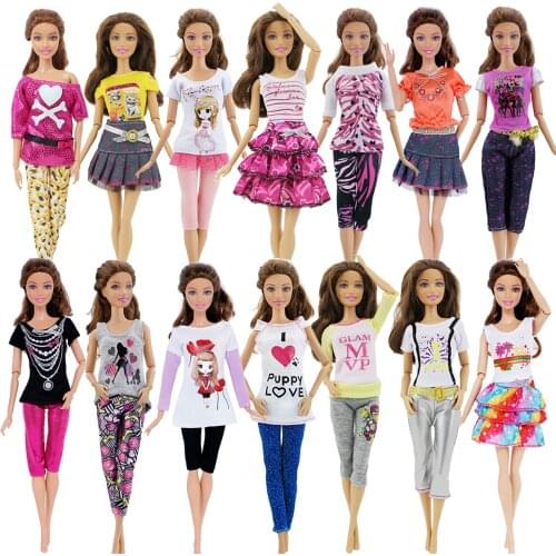 1x Fashion Mix Style Cute Doll Clothes Dress Daily Casual Skirt Shirt Blouse Pants for Barbie Doll Accessories Lovely Girl Toy