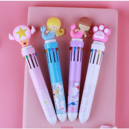 30pcs kawaii Multicolor Ballpoint Pen 10 In 1 cat claw Ball Pen Multifunction School Supplies Pens girls Stationery