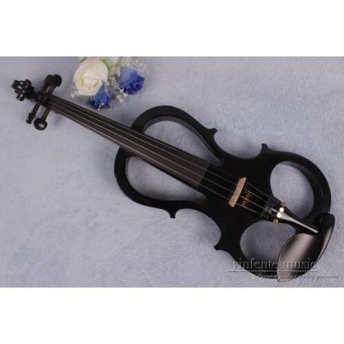4/4 Electric Violin Solid wood Fine Tone Silent Pickup Black High quality New#Y5