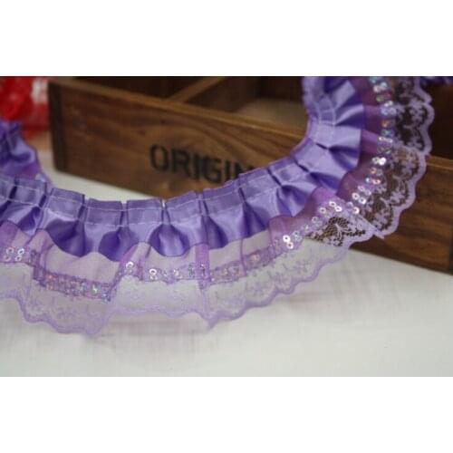 40Yard 5cm Pleated Guipure Tulle Lace Ribbon Trim Sequins Bling Diy Sewing Lace Fabric Dress Decoration Craft Supplies Decor