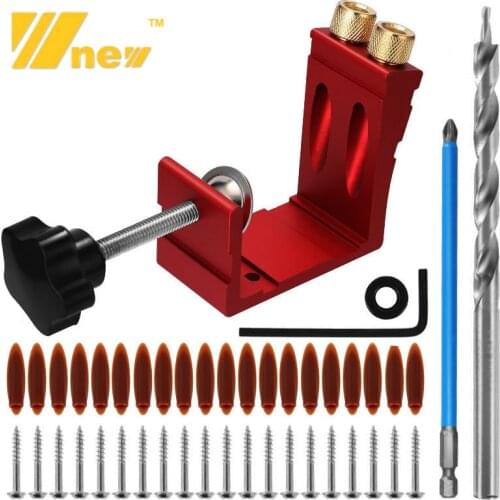 47pcs Oblique Hole Locator Woodworking Positioner Drill Bits Pocket Hole Jig Kit 15 Degree Angle Drill Guide Set Carpentry Tools