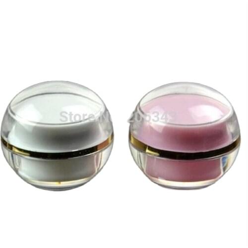 5g pink/pearl white ACRYLIC ball jar with gold line ,cosmetic container,,cream jar,Cosmetic Jar,Cosmetic Packaging