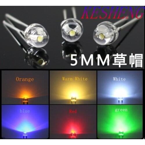 500pcs White light-emitting diodes White turn White red blue green yellow Warm White 5mm Straw hat light