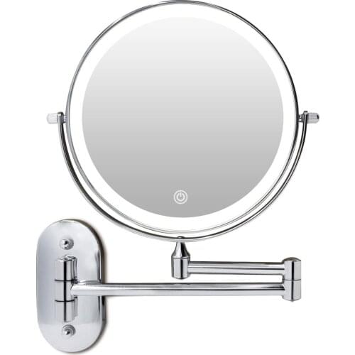 8" LED Lighted Wall Mounted Makeup Mirror Double Sided 10X Magnifying Vanity Light up Mirror for Bathroom Shaving, Dimmable LED