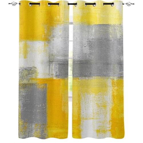 Oil Painting Abstract Geometric Yellow Window Curtains Home Decor Living Room Curtains Bathroom Bedroom Window Drapes