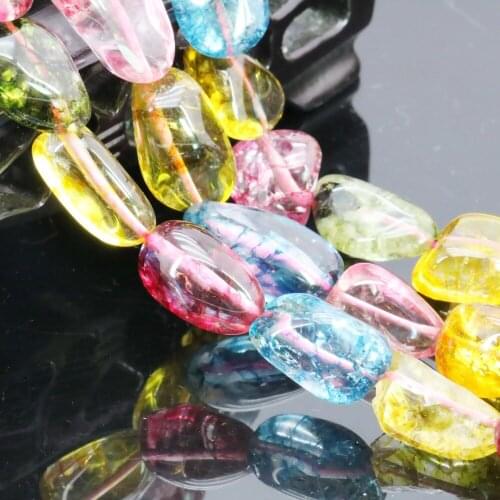 2021 Irregular 10x16mm Multicolor Tourmaline Jewellery Loose Beads Strand Fashion Jewelry Making Design Natural Stone Girl Gift