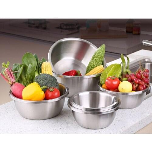 1PC Large Capacity 304 Stainless Steel Sanding Mixing Bowls Egg Beating Pan Salad Bowl Kitchen Tools for Baking Mixer PL 005