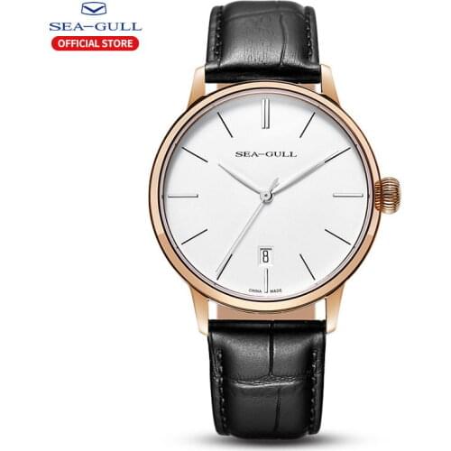 2020 Seagull New Mens Watch Business Simple Automatic Mechanical Watch Leather Belt Calendar Sapphire Mens Watch 519.12.6021