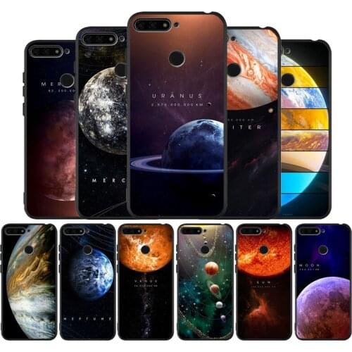 Space Solar System Planets Earth Mars black Phone Case For Huawei honor 30 8 8X 9 10 10 Lite 20 Mate 10 20 30 Lite Pro cover