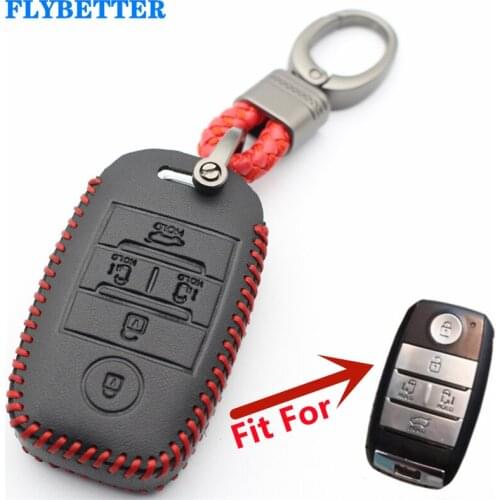 FLYBETTER Genuine Leather 5Button Smart Key Case Cover For Kia Grand/Carnival/Sorento/Sedona Car Styling L523