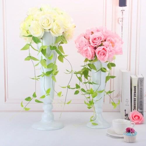 Flower Vases Floor Metal Vases Plant Floral Holder Flower Pots Road Lead for Home Wedding Corridor Decoration White Vase ZHP012
