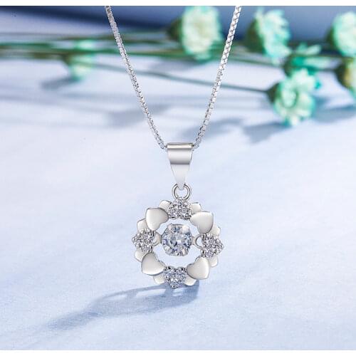 DAIWUJAN 925 Sterling Silver Women Fashion Jewelry High Quality White Crystal Zircon Heart Pendant Necklaces Party Wedding Neck