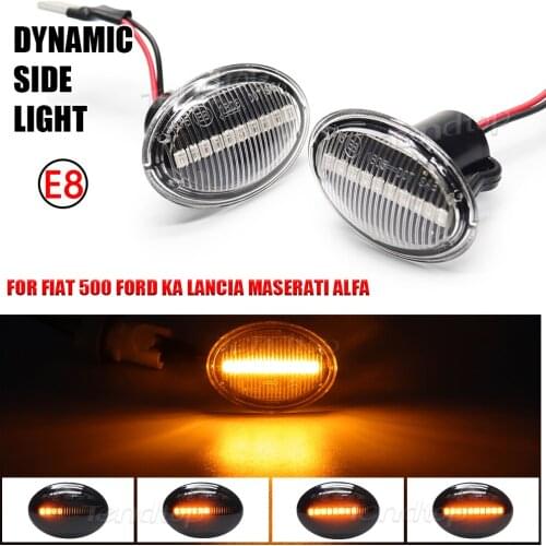 For Fiat 500 for Lancia Lybra Ypsilon for Maserati Alfa 4C Dynamic LED Streamer Turn Signal Light SIde Marker Lamp Car Styling