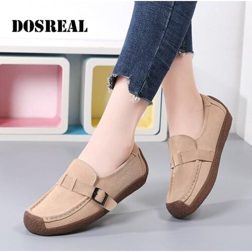 DOSREAL Women Moccasins Suede Leather Flat Shoes Spring Summer Slip On Loafers Ladies Shoes Breathable Casual Womens Sneakers