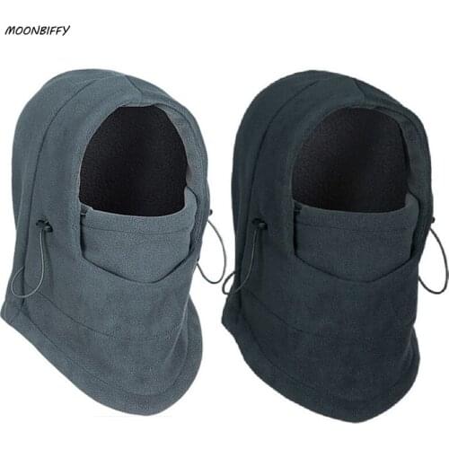 MOONBIFFY Fleece Beanies Hats for Men Skull Bandana Neck Warmer Balaclava Snowboard Face Mask,Wargame Special Forces Mask