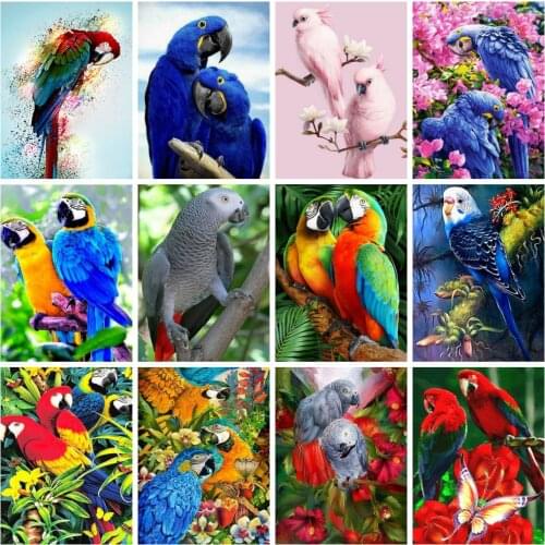 Huacan Diamond Painting 5d Parrot Farmhouse Home Decor Embroidery Bird Mosaic Animal Handmade Gift