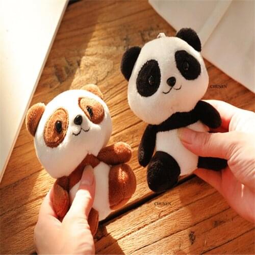 4Colors Mini Panda 12Cm Plush Stuffed Doll Toy Cute Panda Keychain Decoration Plush Toys for Kids