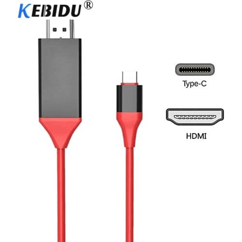 Kebidu 4K Male to Male 2m USB 3.1 30Hz HD Extend Converter HDTV USB-C Type-C to HDMI-compatible Cable for Macbook Samsung S8 TV