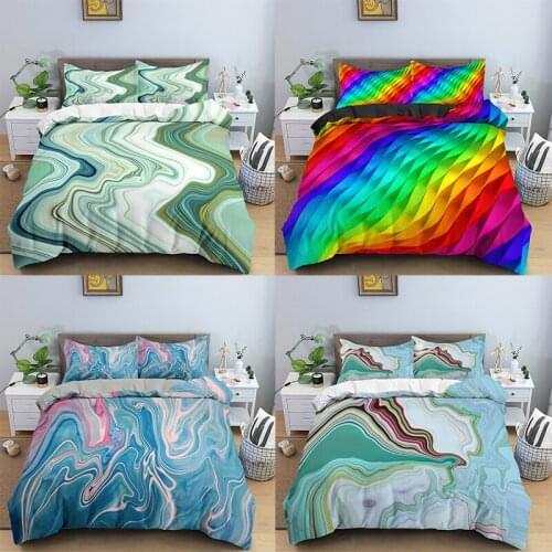 3D Marble Strip Bedding Set Comforter Cover Duvet Cover Bedclothes With Pillowcase Queen King Size for Kids Home Bedroom