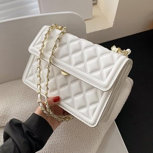 Lingge Small PU Leather Flap Crossbody Bags for Women Branded Luxury Ladies Handbags Designer Lady Chain Travel Shoulder Purses