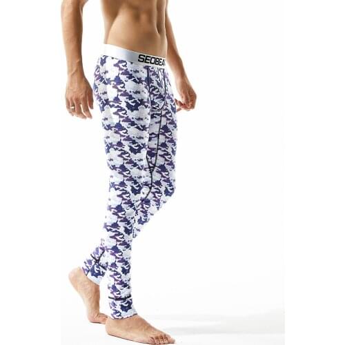 Mens Fashion Thermal Underwear Cotton Long Johns Pants Sexy Pouch Tight Men Legging Tight Pajama Bottom Sleep Pant Low Rise