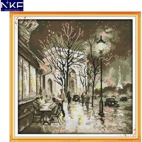 NKF The Beauty of The Night Painting Printed Counted or Stamped 11CT14CT Kits Cross Stitch Embroidery Needlework Sets