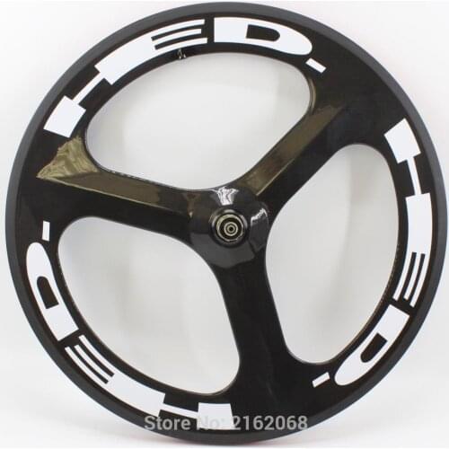 New 700C Road Track Fixed Gear bike 3K UD 12K full carbon bicycle wheelset 3 spokes and clincher rim integrated +hubs Free ship