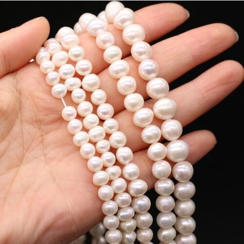Natural Freshwater Pearl 5-10mm Round shape AA Grade White Beaded for Jewelry Making DIY Necklace Bracelet Accessory 36CM