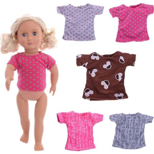 1Pcs Doll Clothes Short Sleeve Love Geometric Animal Pattern For 18 Inch American Doll Girl & 43 Cm New Born Baby,Our Generation