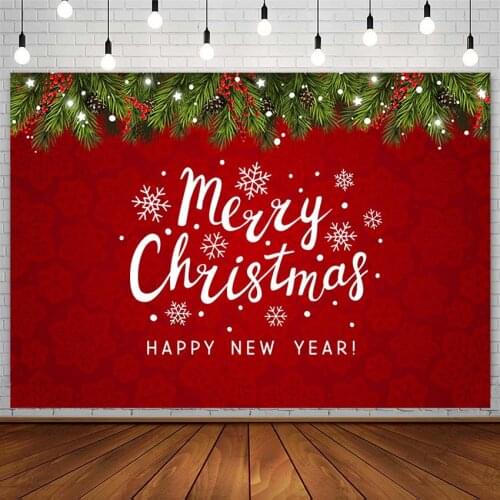 Merry Christmas Backdrop Tree Winter Snowflakes Happy New Year Red Green Photography Background Photostudio Photozone Decor Prop