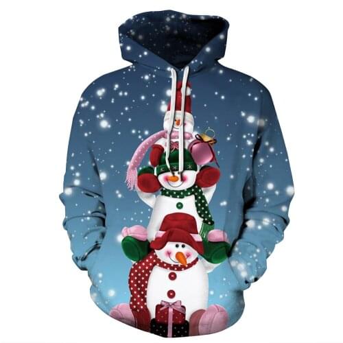 Christm Hoodieas For Couples Digital Printing Christmas Snowman Hoody Kawaii Plus Size 5XL Baseball Uniform Feminine