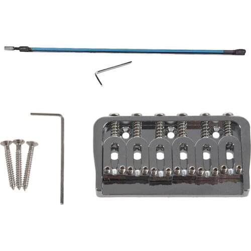 1Set 6-String Electric Guitar Saddle Bridge & 2Pcs 46Cmtwo Way Rod Type Dual Action Guitar Truss Rod Steel Blue