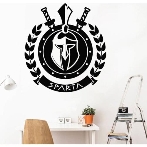 Spartan Fighter Wall Sticker Ancient Greece Decal Helmet Warrior Shield Home Decor Military Stickers Living Room Decoration