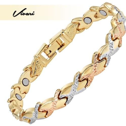 Vivari Fashion Women Jewelry Healthy Bracelet Chain Bangles Cross Geometric Pattern Alloy Golden Color Luxury Magnetic Bracelet