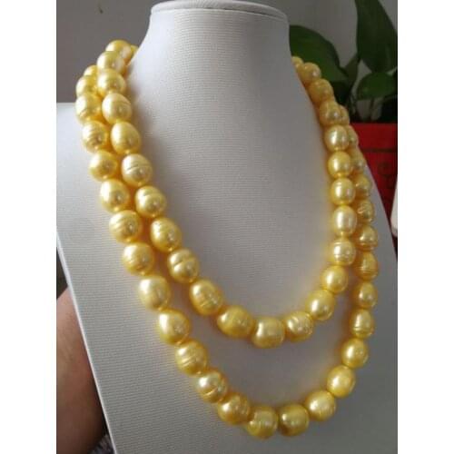 Jewelry AAA 12-13 mm natural south sea gold pearl necklace 18-19 inch
