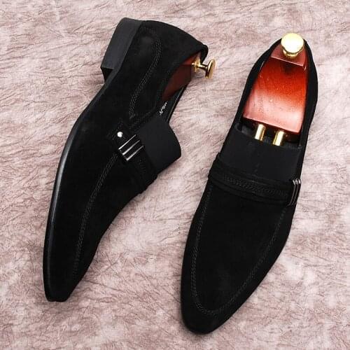 British Style Suede Formal Business Shoes Handmade Wedding Party Dress Shoes Big Size euro 45