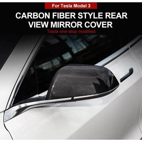 Car Real Carbon Fiber Rear View Mirror Protective Cover Rearview Mirror Cover For Tesla Model 3 2020 2021 Accessories