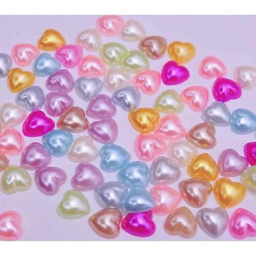 Mix Color 6mm/8mm/10mm Heart Flat Back Imitation Plastic ABS Pearl Beads For DIY Craft Making Clothing Decoration