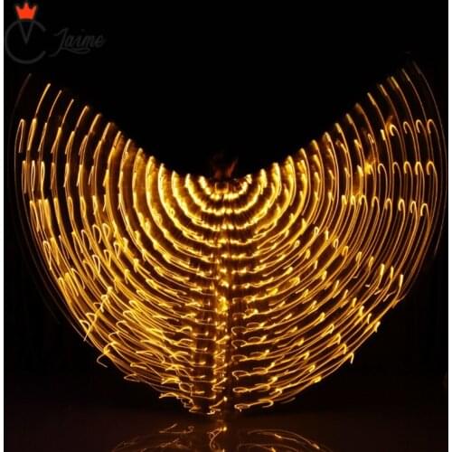 Vlinder vleugels Women Dance Accessories Girls LED Wings Light Up 360 Degrees 300pcs Lamps Gold Isis Wings alas isis wings