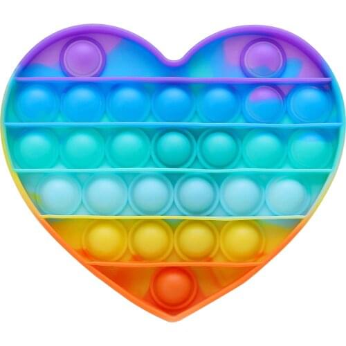 1PCS Soft Squeeze Rainbow Love Bubble Sensory Silicone Toys Rainbow Love Bubble Sensory Toy Squeeze Decompression Hand Toys
